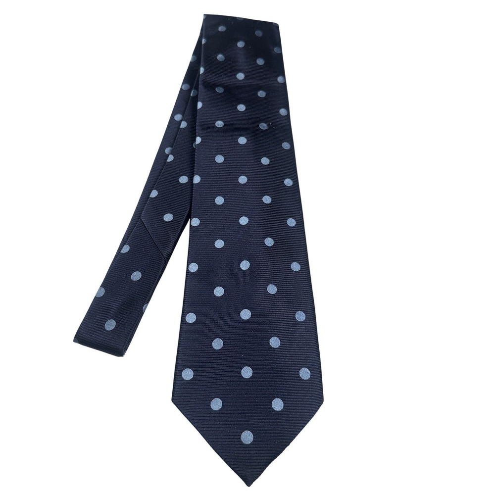 Paul Fredrick Mens Navy Blue Polka Dot Silk Necktie NWT